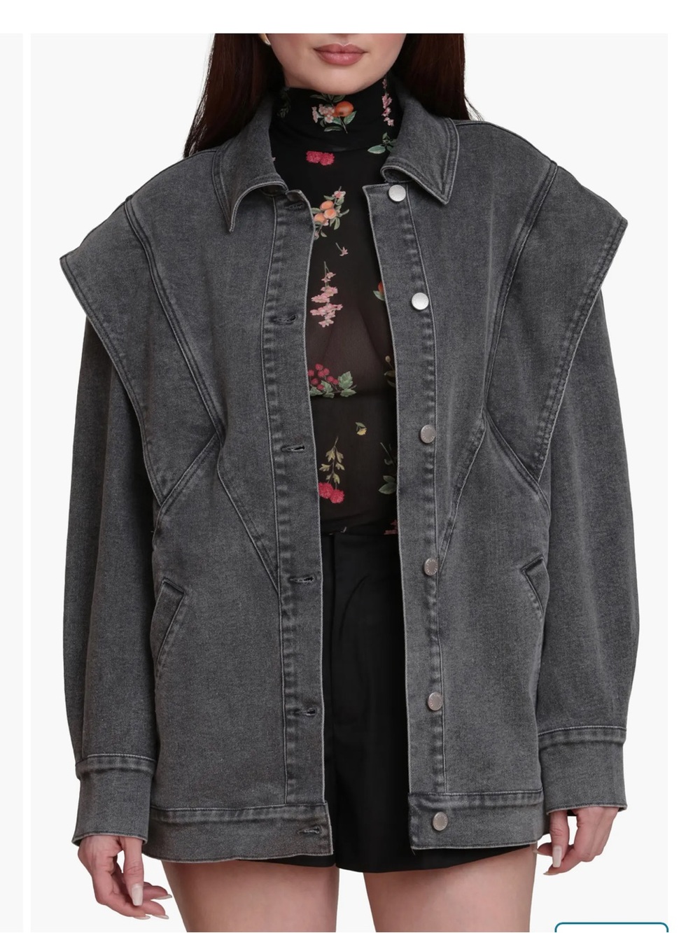 Avec Les Filles Washed Gray Denim Jacket